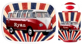 Set broodtrommel en drinkbeker VW bus oud