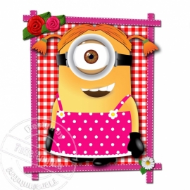 Strijkapplicatie Minion Girly! roze/rood