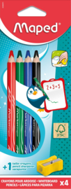 Maped whiteboardpotloden, set van 4 met puntenslijper