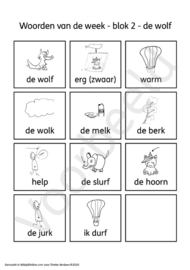 Spellingkleurplaten - Blok 2 - de wolf (PDF-bestand)