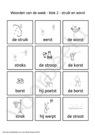 Spellingkleurplaten - Blok 2 - struik en worst (PDF-bestand)