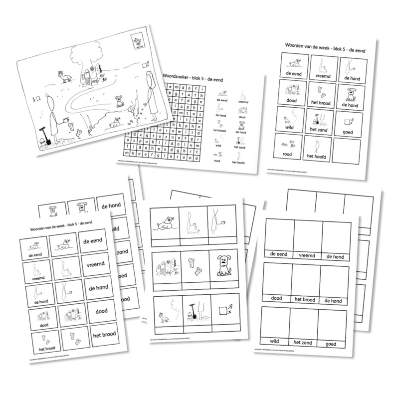 Spellingkleurplaten - Blok 5 - de eend (PDF-bestand)