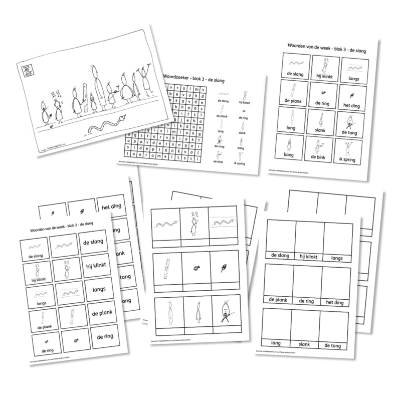 Spellingkleurplaten - Blok 3 - de slang (PDF-bestand)
