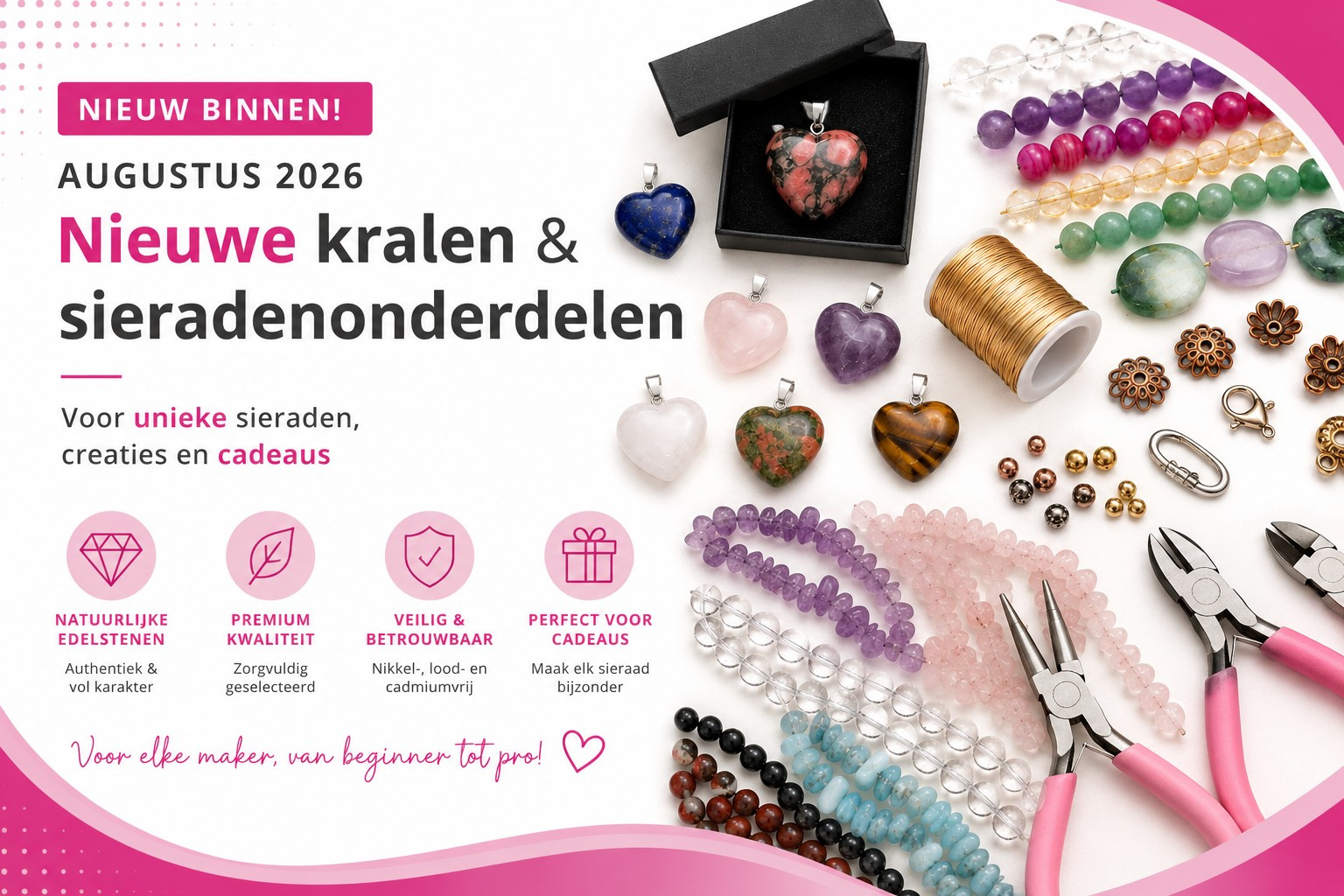 Nieuwe kralen en sieradenonderdelen voor uw zelfgemaakte sieraden augustus 2026