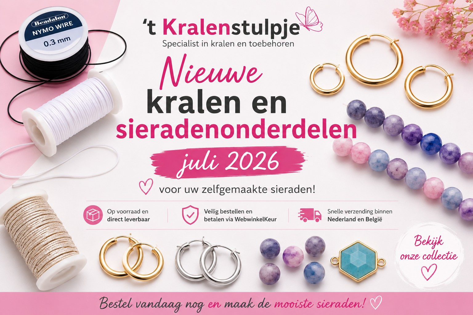Nieuwe sieradenonderdelen kopen bij &rsquo;t Kralenstulpje