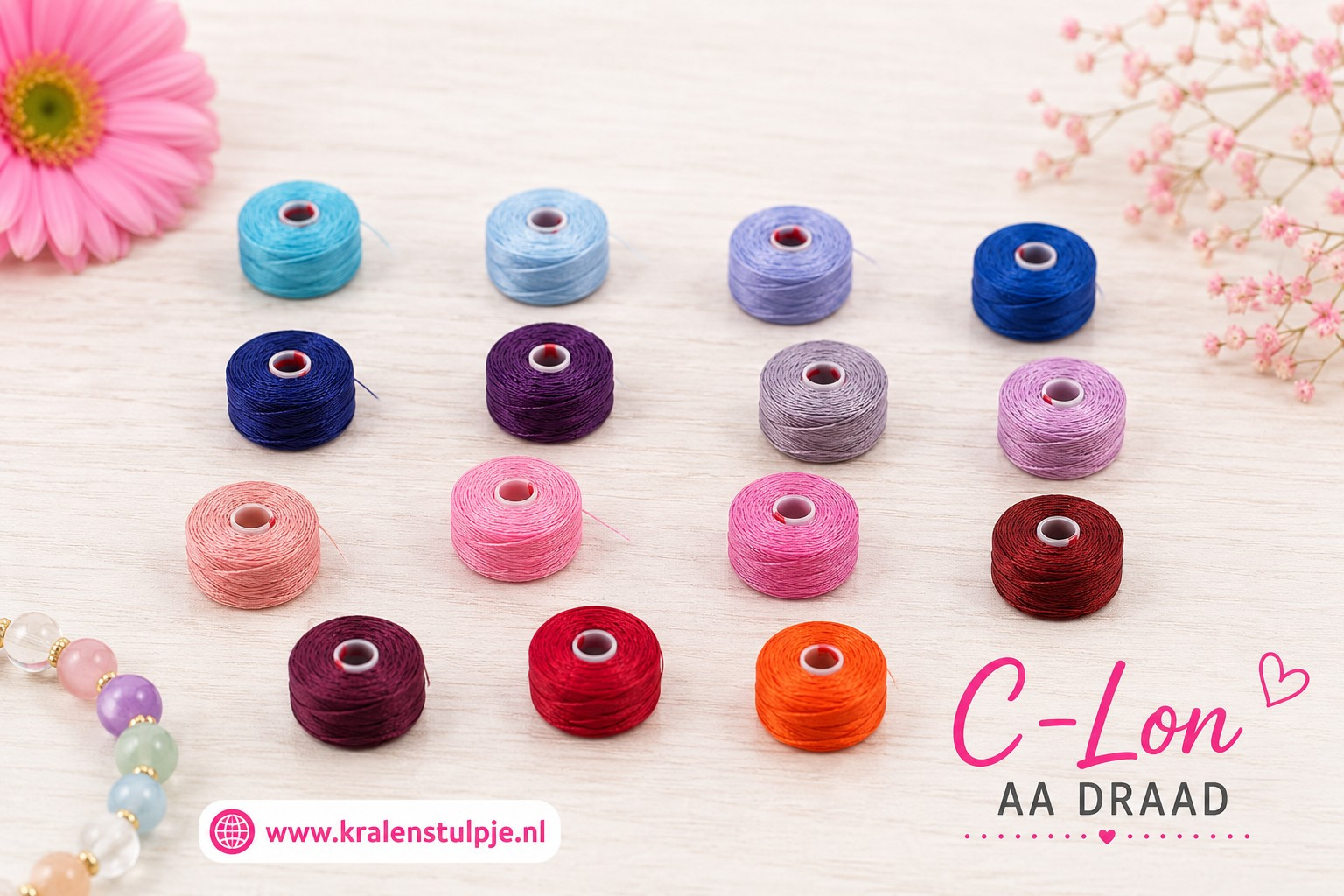 C-Lon AA draad 0,09 mm – Ultradun nylon rijggaren voor fijne kralen