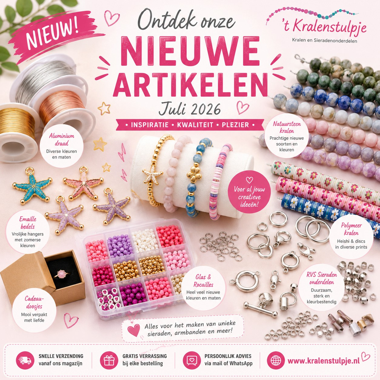 Nieuwe sieradenonderdelen kopen bij &rsquo;t Kralenstulpje