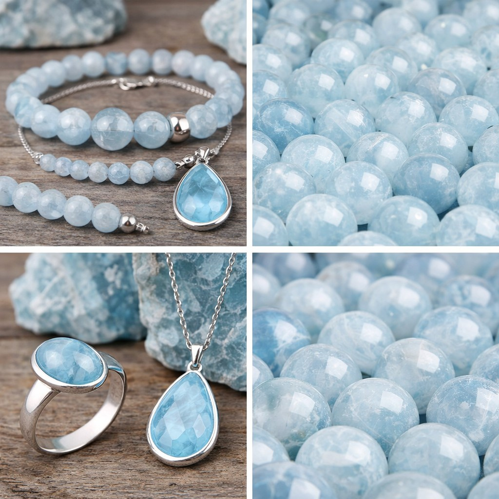 Aquamarijn sieraden en kristallen
