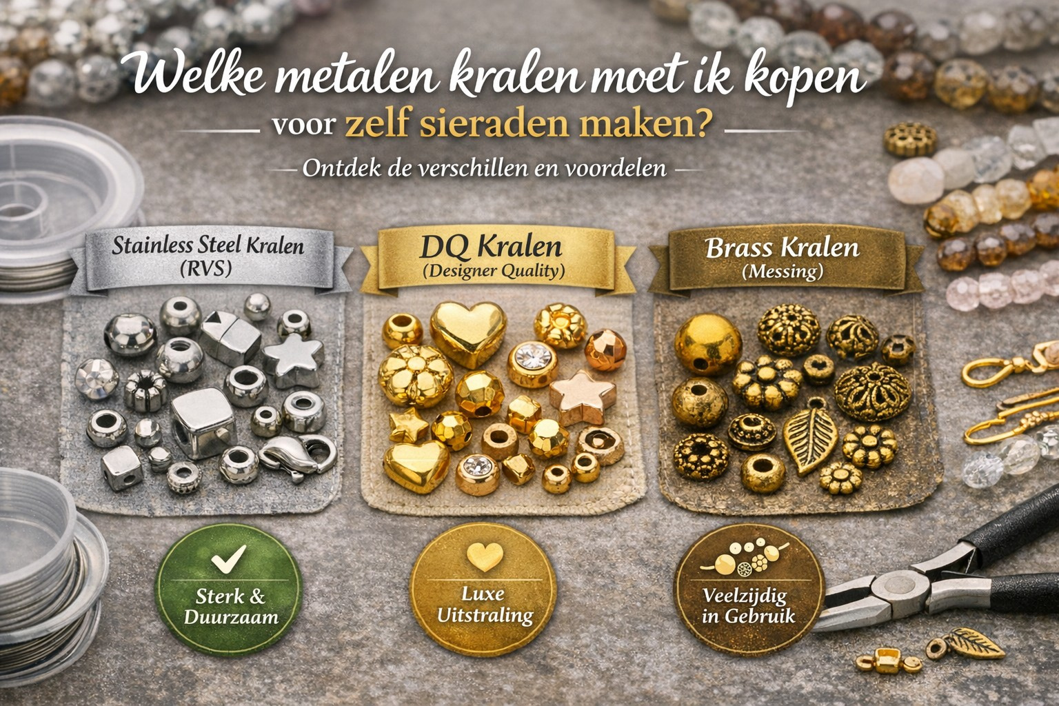 Welke metalen kralen moet ik kopen voor zelf sieraden maken?