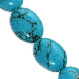 1x Natuursteen Howliet Turquoise ovaal 15x20 mm