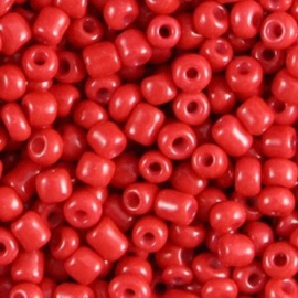 20 gram Glaskralen Rocailles 6/0 (4mm) Scarlet red (op is op)