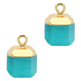 1 x Natuursteen hangers square Turquoise blue-gold Jade