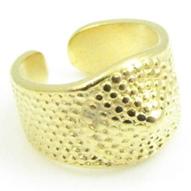 1 x DQ metaal ring african style goud kleur ca. 12,5 x 18mm (Nikkelvrij)