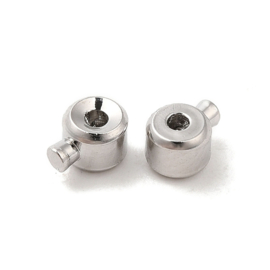 4 x Messing knijpkralen 4 x 3 x 2,5 mm – gat Ø 0,8 mm – platinumkleur (nikkelvrij)