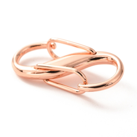 1 x Metalen dubbele S-karabijnhaak 27,5 x 13 x 7 mm – Rose Gold