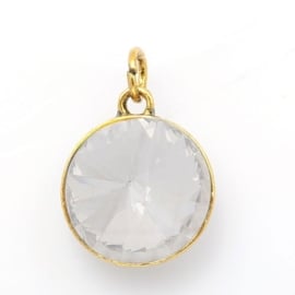 Geboorte steen hanger prachtig kristal facet 18 x 12mm - April Diamant goudkleur
