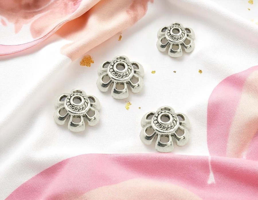 10 x Metalen kralenkapjes – antiek zilverkleur – ca. 11 x 4,5 mm – gat ca. 1,5 mm