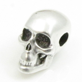 DQ metaal kraal skull 10x13mm antiek zilverkleur gat 3mm  (Nikkelvrij)