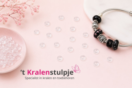 10 x Stopper kralen rubber 6x2 mm – transparant, gat ca. 3 mm