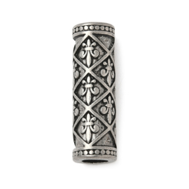 1 x RVS 304 buiskraal European Jewelry Fleur de Lis 32 x 10 mm – gat 6 mm – antiek zilverkleur