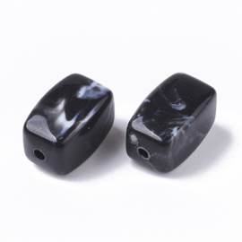 20 x Acryl kralen two tone opaque 13 x 7,5 x 7,5 mm – gat 1,6 mm – black