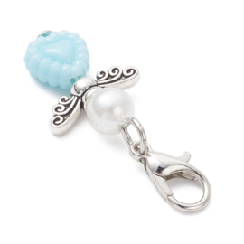 1 x Geluksengeltje met clip 33 mm – pastel kleur – zilverkleur