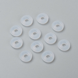 10 x stopper kralen transparant rubber 6x2mm, gat: 2mm