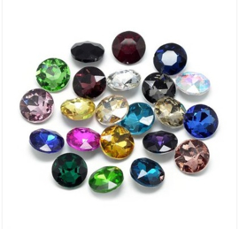 5  x cabochon puntsteen kristal mix kleuren  assortiment 25x10mm