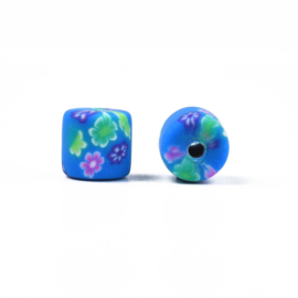20 x handgemaakte polymeer klei kralen bloem Royal Blue  6,5 x 6mm gat: 1,2mm column