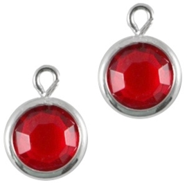 1 x DQ facethanger gekleurd Zilver-light siam red 7 x 10 mm (op is op!)  (Nikkelvrij)