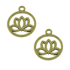 10 x Metaal Bedel Lotus Bronz 20x3 mm