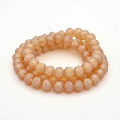 1 x Streng met ca. 146 stuks glaskralen facet rondelle briolette kristal – 4 x 3mm , gat 1mm – Sandy Brown