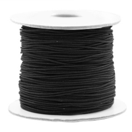 3 meter gekleurd elastiek draad van rubber voorzien van een laagje stof  1mm black