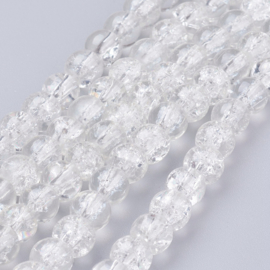 10  x Glaskralen rond crackle 10mm transparant gat: 1,3mm