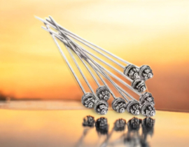 10 x Bloemen nietstiften 54 x 0,7 mm Antiek zilver kleur (Nikkelvrij)