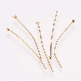 10 x 304 RVS nietstiften met bolletje 40 x 0,7 mm 24K Gold plated