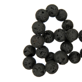 10 x   Lava beads 10mm Zwart gat 1,2mm