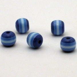 25 x  Resin ronde regenboog kraal  8 mm tinten blauw