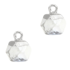 1 x Natuursteen hangers hexagon Marble white-silver Turquoise