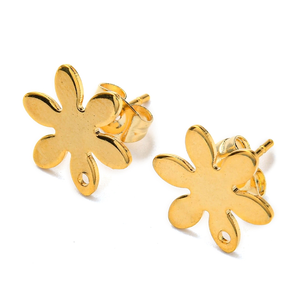 2 x oorbelsteker bloem – ca. 13 x 11,5 mm – oogje: 1 mm – steker: 0,8 mm – rvs – 24K goldplated