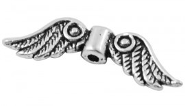 10 stuks tibetaans zilveren engelen vleugel 7 x 23 x 3mm gat: 1,5mm