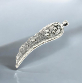 Grote metalen engelenvleugel bedel voor 3mm strasssteentjes, antiek zilverkleur, 24 x 87 x 6mm Oogje: 3mm