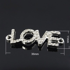 Schitterende tussenzetsel Love met strass 36 x 11 x 4mm Gat: 2mm ♥