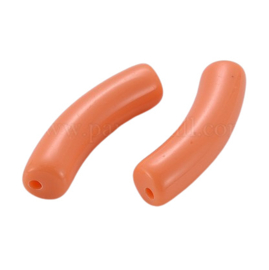 10 x Acryl kralen tube opaque Coral ca. 32x8mm (gat Ø1.8mm)