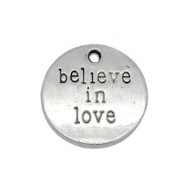 4 x DQ Believe in Love Bedel Antiek Zilver 20 mm