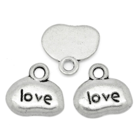 10 stuks Tibetaans zilveren bedeltjes "love"  12 x 11mm gat: 2mm ♥