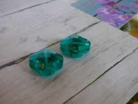 1xFashion Facet kraal klaver sea green afm. ca. 16mm gat: 1,5mm