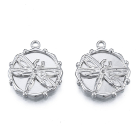 1 x Non-Tarnish RVS 304 bedel Libelle, 21 x 18 x 2,5mm oogje 1,6mm