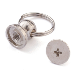 2 x Metalen Telefoonhoes studs klinknagel rivet 18,5 mm, gat: 10 mm, ring: 11,5x1,5 mm, schroef: 11x8 mm Platinum kleur