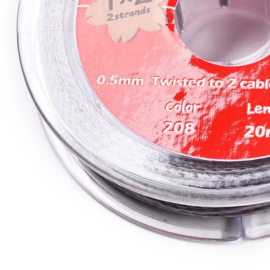 1 rol waxkoord katoen 0,5 mm – 20 meter – grijs